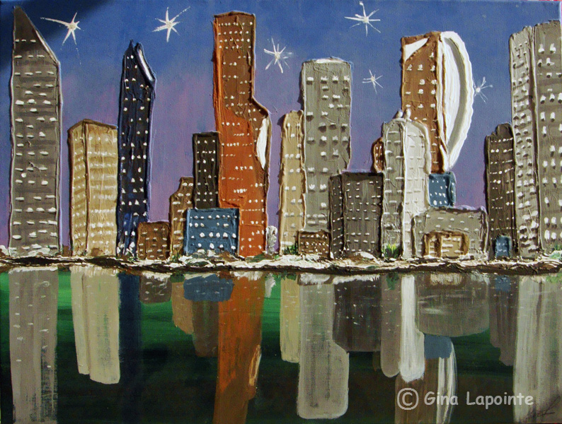 Baie de Doha, le soir, acrylique sur toile