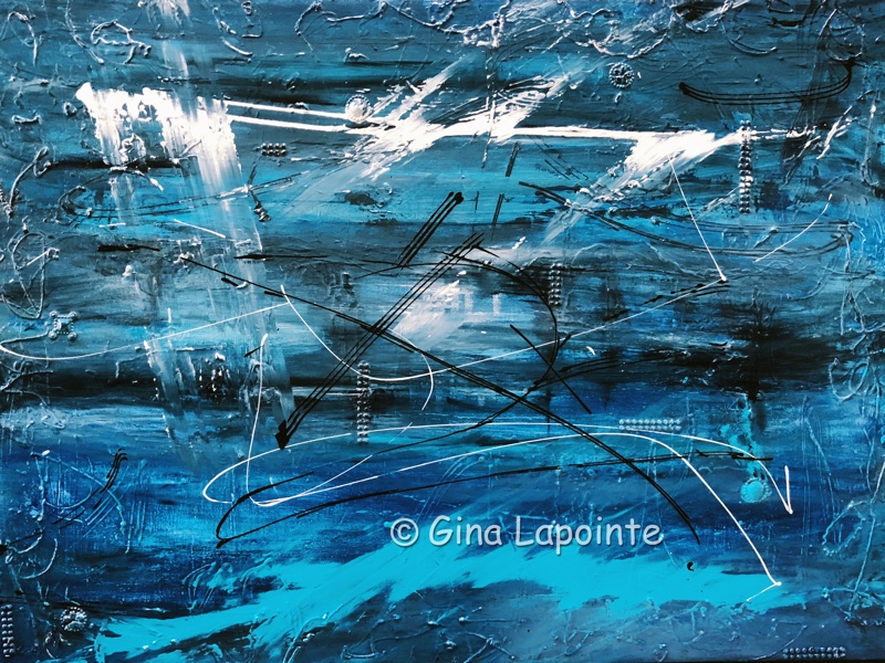 Bleu...est, acrylique sur toile, 31 1/2 x 47 (80 x 119.3 cm)